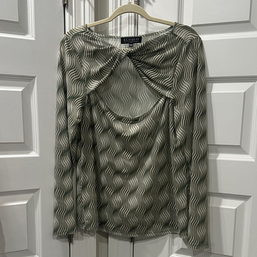 Eloquii Olive Wave Design Blouse Size 18/20